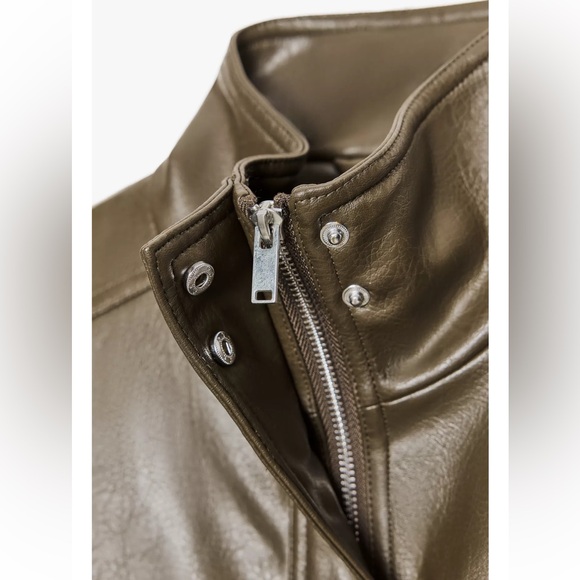 Zara FAUX LEATHER CROPPED JACKET - Picture 3 of 11